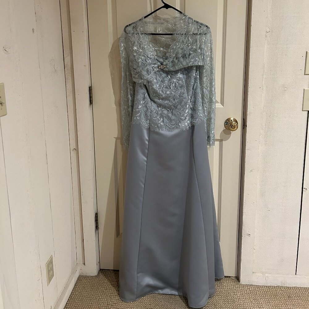 Strapless Gown with Lace Jacket